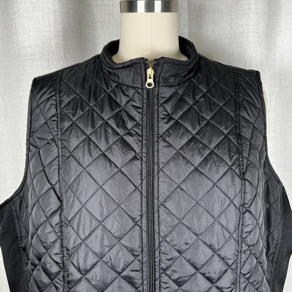 NEW! Kim Rogers Black Quilted Vest Women's XXL 2X Lightweight Puffer Zip Front - Picture 2 of 9